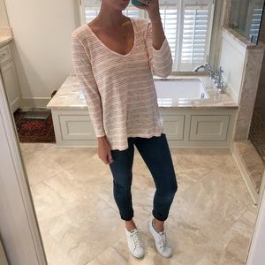 Lilla P size small, red and white striped top